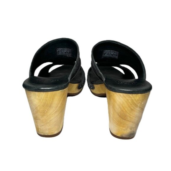 UGG Issa Mosaic Leather Wooden Clogs Blue Size 7 - Picture 6 of 14